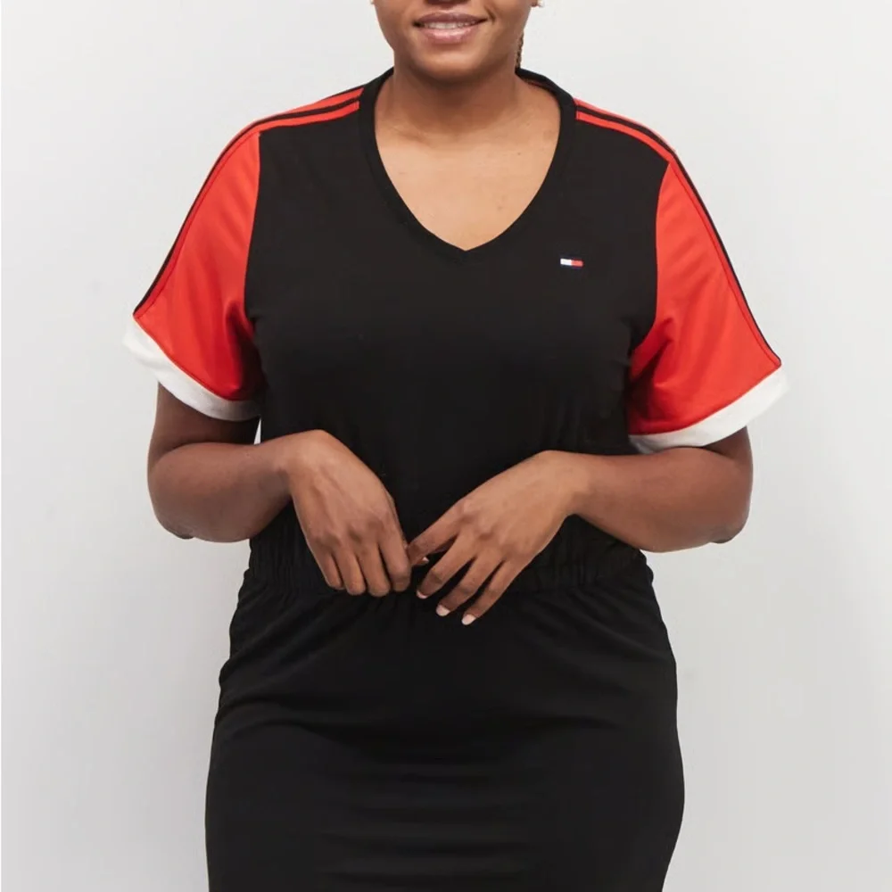 Tommy Hilfiger Black Dress with Red Sleeves